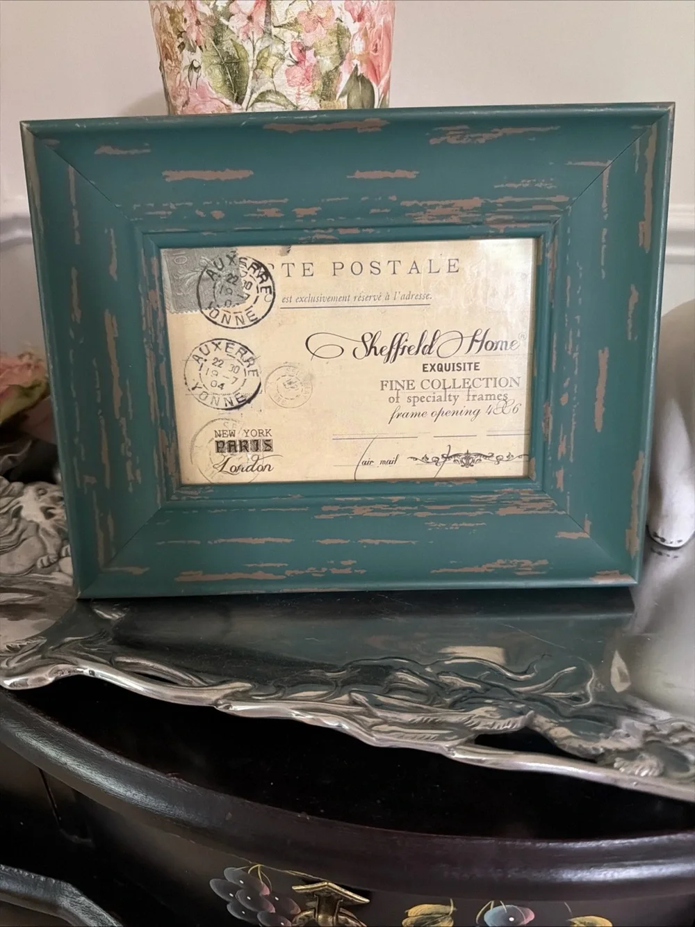 Sheffield Home Teal Distressed Wood Frame with Rustic Finish 9x 7